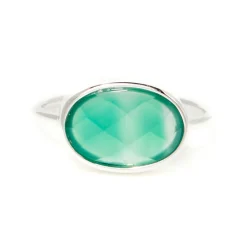 Bague Alexine Agate verte en laiton argenté