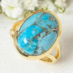 Bague Amelia Turquoise en laiton doré
