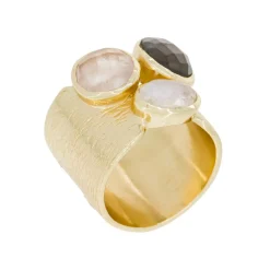 Bague Carmen Labradorite & Quartz en laiton doré