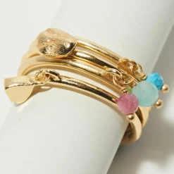 Bague Diana Multipierres en laiton doré