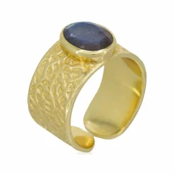 Bague Elisabeth Labradorite en laiton doré