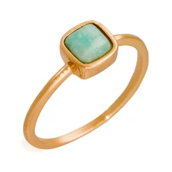 Bague Ella Amazonite en laiton doré