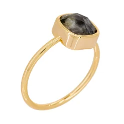 Bague Ella Labradorite en laiton doré