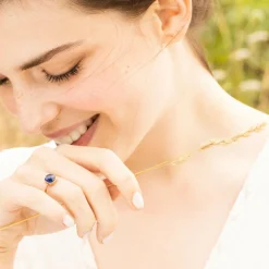 Bague Ella Lapis Lazuli en laiton doré