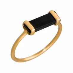 Bague Eléonore Onyx en laiton doré