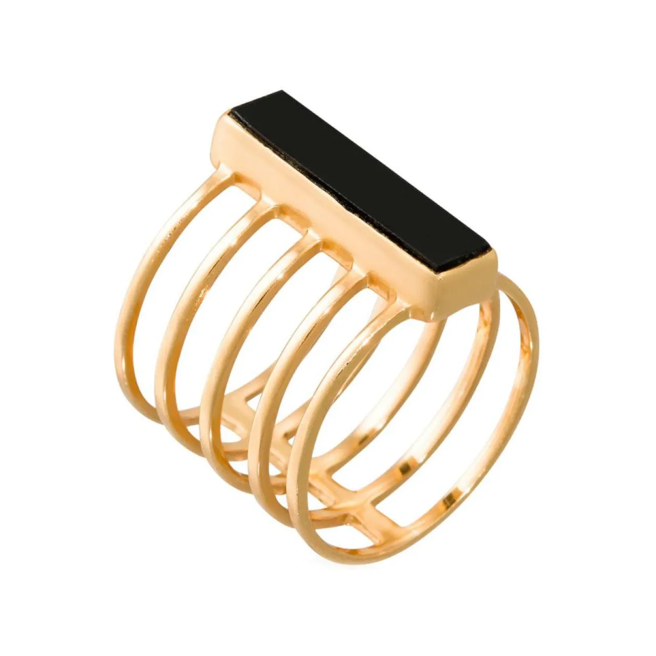 Bague Emma Onyx en laiton doré