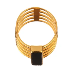 Bague Emma Onyx en laiton doré