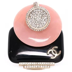 Bague en Email rose/noir/doré - Bon état