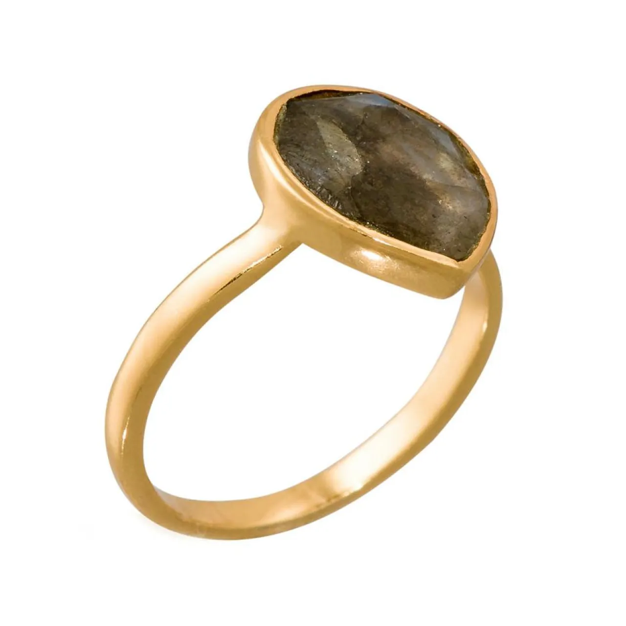 Bague Ilya Labradorite en laiton doré