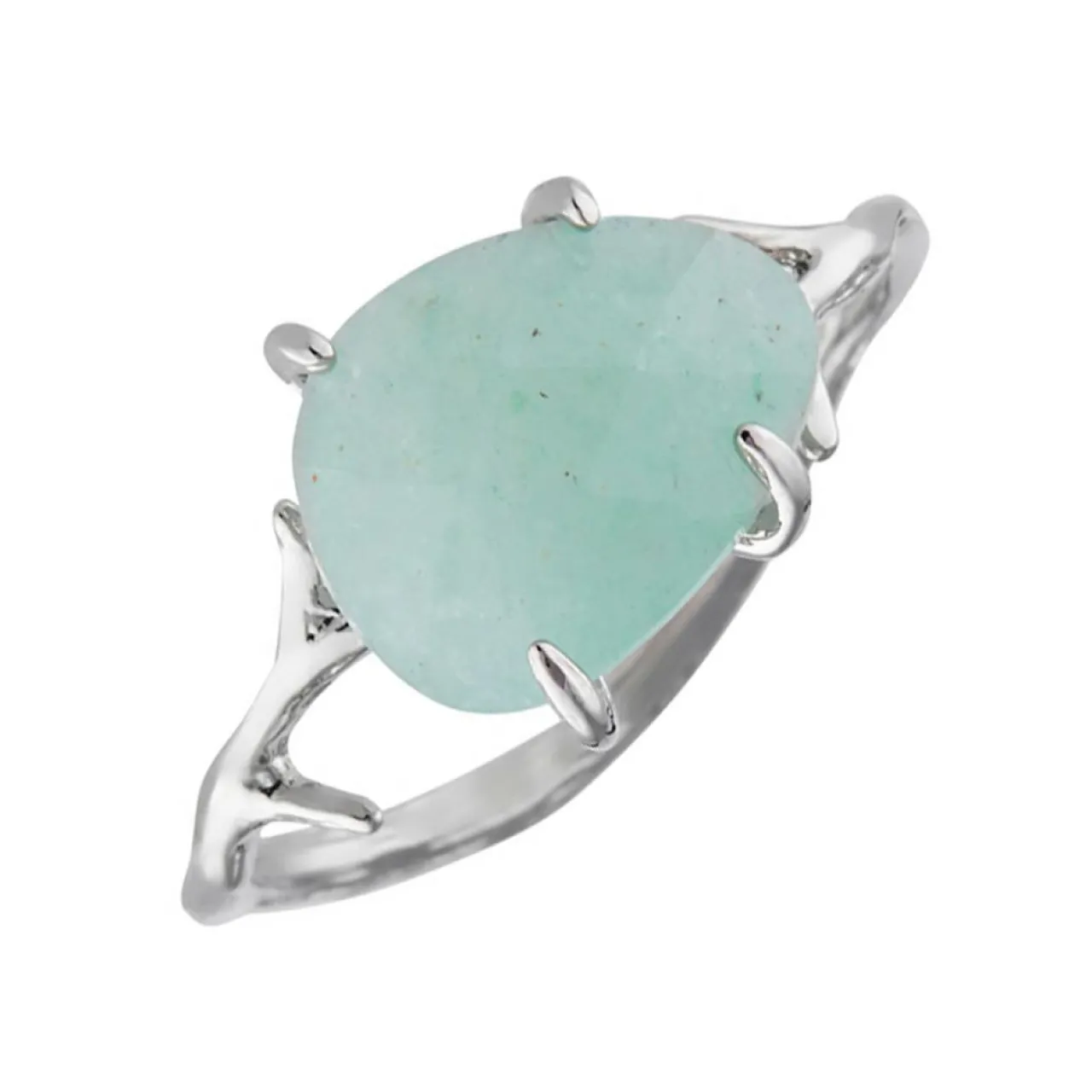 Bague Lily Aventurine en laiton argenté