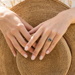 Bague Lisa Labradorite en laiton doré