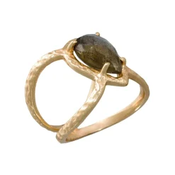 Bague Liva Labradorite en laiton doré