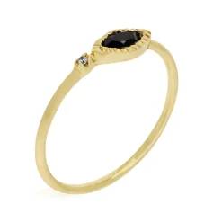 Bague Marta Onyx en laiton doré