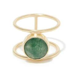Bague Nicole Aventurine en laiton doré