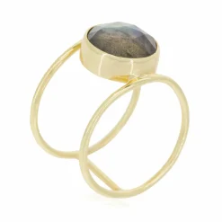 Bague Nicole Labradorite en laiton doré