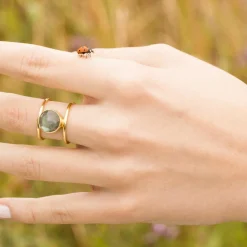 Bague Nicole Labradorite en laiton doré