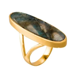 Bague Olivia Labradorite en laiton doré