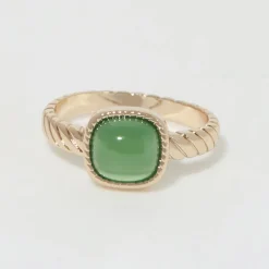 Bague Pamela Agate verte en laiton doré
