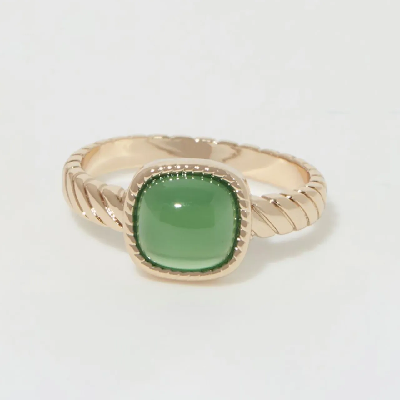 Bague Pamela Agate verte en laiton doré