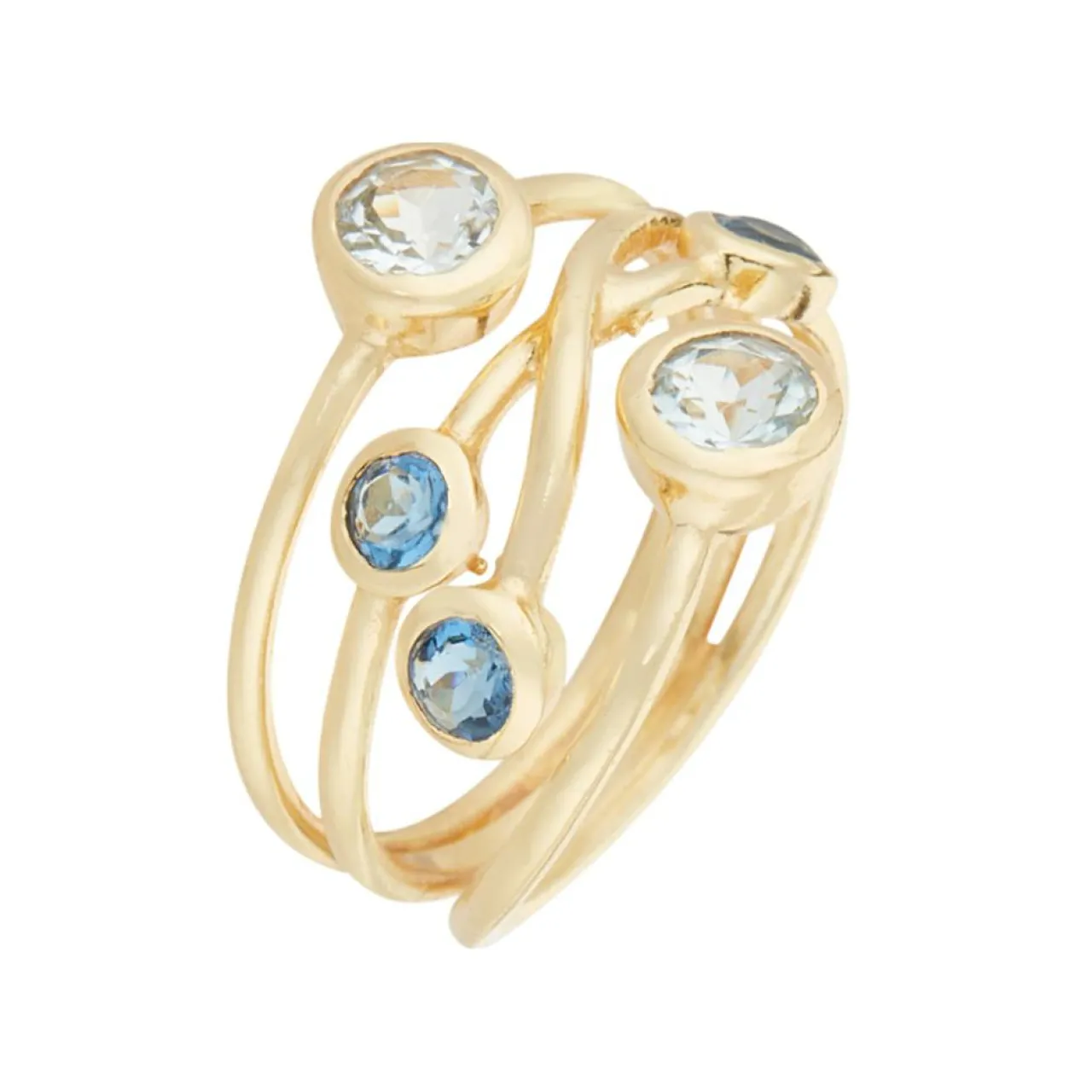 Bague Pampa Topaze bleue & Iolite en laiton doré