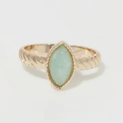 Bague Paola Amazonite en laiton doré