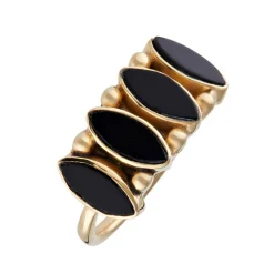 Bague Reina Onyx en laiton doré