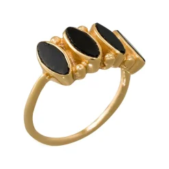 Bague Reina Onyx en laiton doré