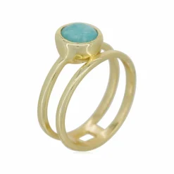 Bague Sadya Amazonite en laiton doré
