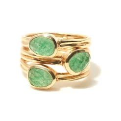 Bague Suzanne Quartz vert en laiton doré