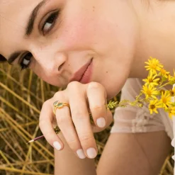 Bague Taya Aventurine en laiton doré