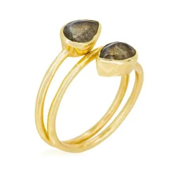 Bague Taya Labradorite en laiton doré