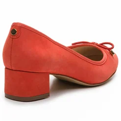 Ballerines en Velours de Cuir Jaxelle corail