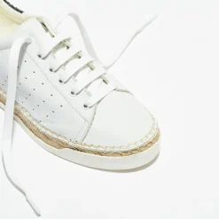 Basket espadrilles en Cuir Lancry Glitter blanc/bleu