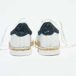 Basket espadrilles en Cuir Lancry Glitter blanc/bleu