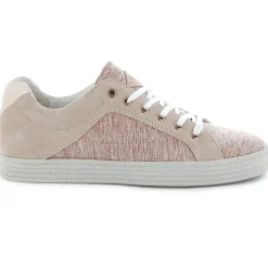 Baskets basses en Cuir Kalexia bimatières rose clair