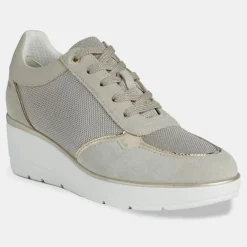 Baskets compensées Ilde beiges - Talon 9 cm