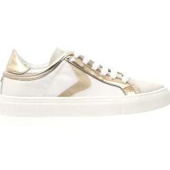 Baskets en Cuir & Velours de Cuir Erika blanc/doré