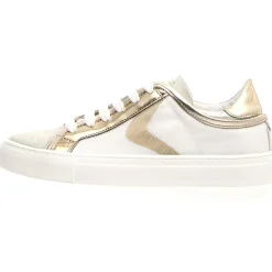 Baskets en Cuir & Velours de Cuir Erika blanc/doré