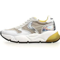 Baskets en Cuir & Velours de Cuir Sheel argenté/gris - Talon 4 cm