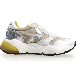 Baskets en Cuir & Velours de Cuir Sheel argenté/gris - Talon 4 cm