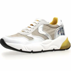 Baskets en Cuir & Velours de Cuir Sheel argenté/gris - Talon 4 cm