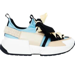 Baskets en Cuir Berlin beige/bleu/noir- Talon 5 cm