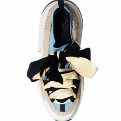 Baskets en Cuir Berlin beige/bleu/noir- Talon 5 cm