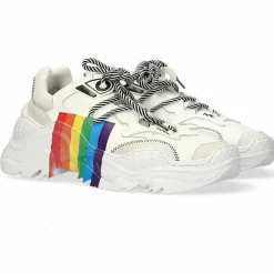 Baskets en Cuir blanc/multicolore