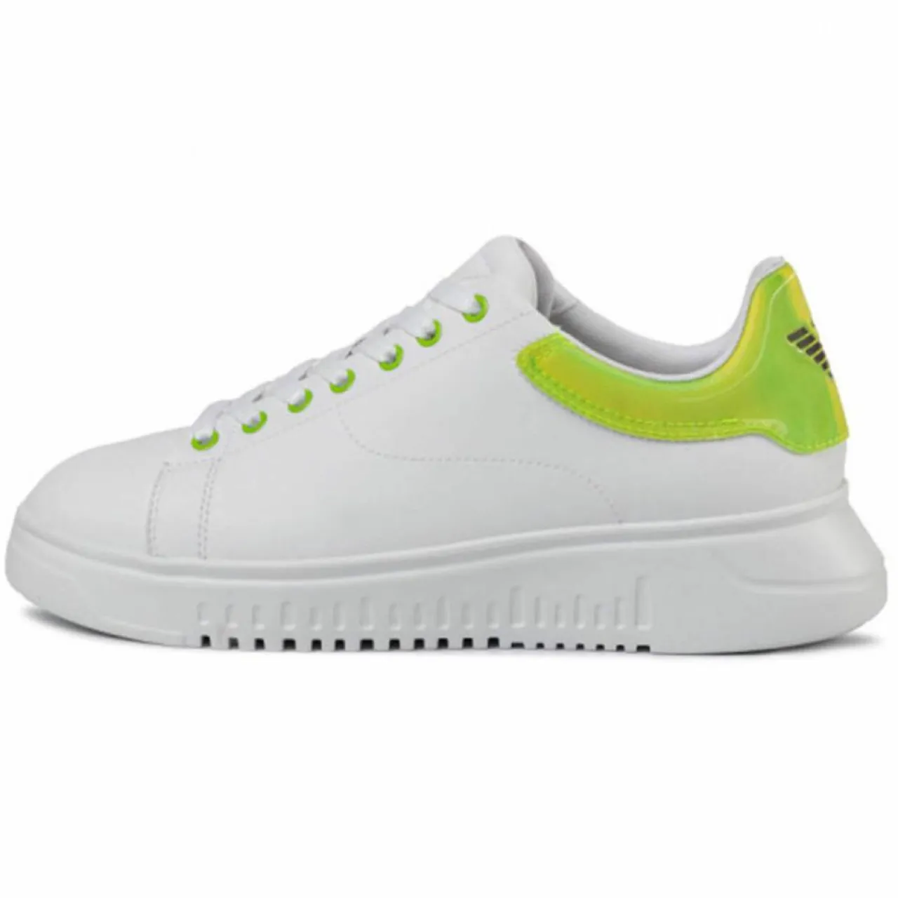 Baskets en Cuir blanc/vert fluo