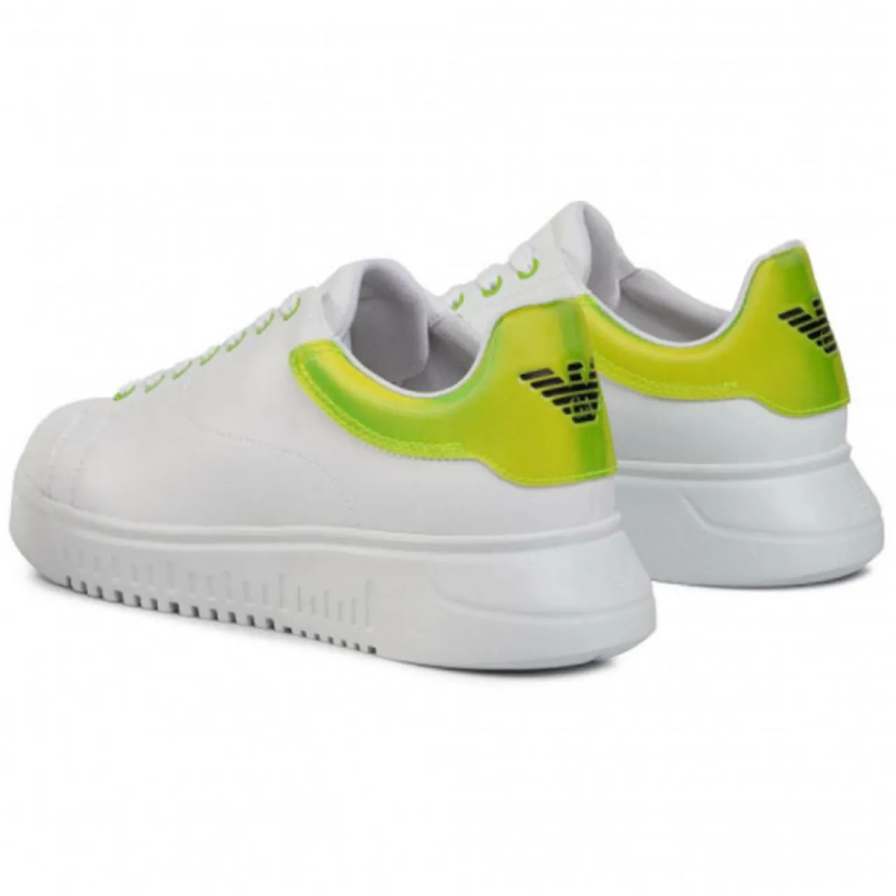 Baskets en Cuir blanc/vert fluo