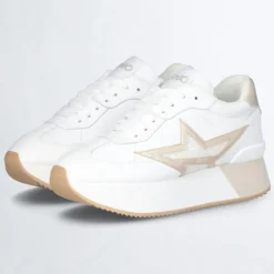 Baskets en Cuir Dreamy blanc/doré