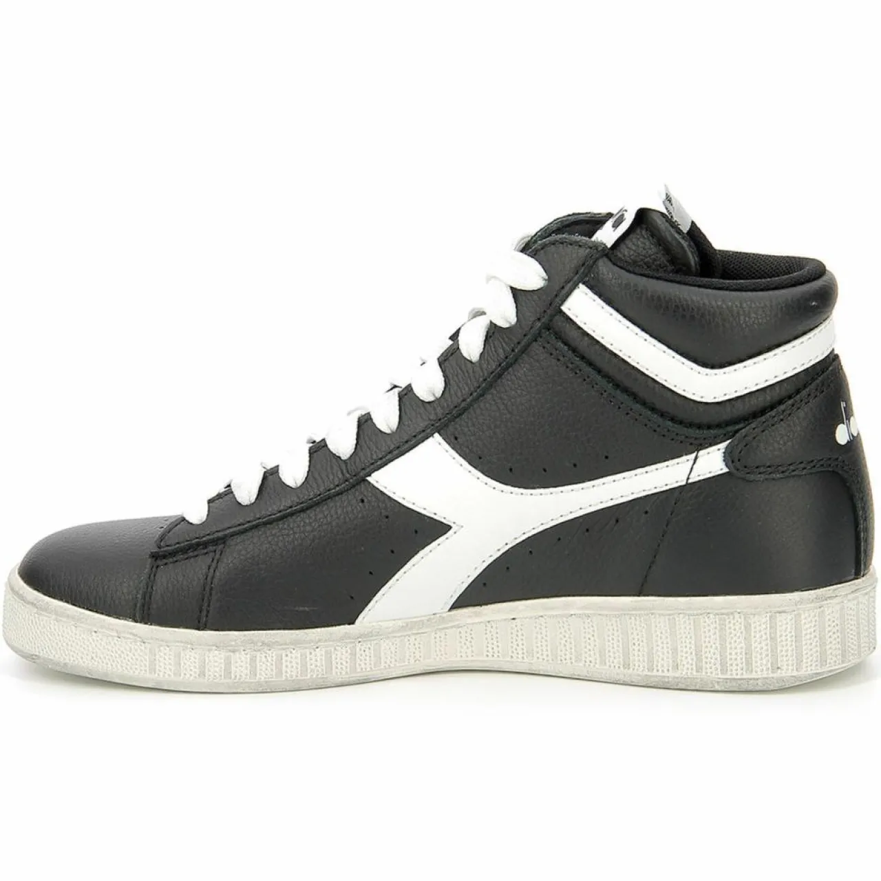 Baskets en Cuir Game L Hi Waxed noir/blanc