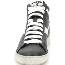 Baskets en Cuir Game L Hi Waxed noir/blanc