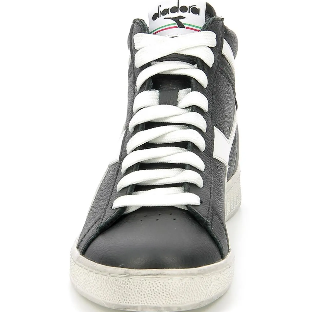 Baskets en Cuir Game L Hi Waxed noir/blanc